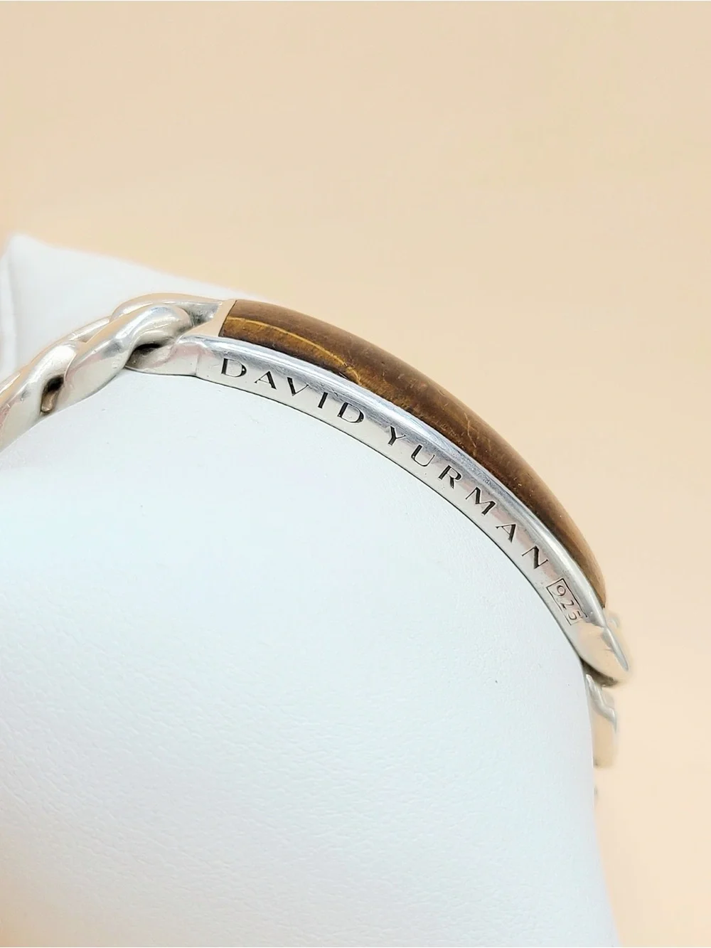 David Yurman Curb Chain ID Bracelet In Sterling Silver With Tiger’s Eye